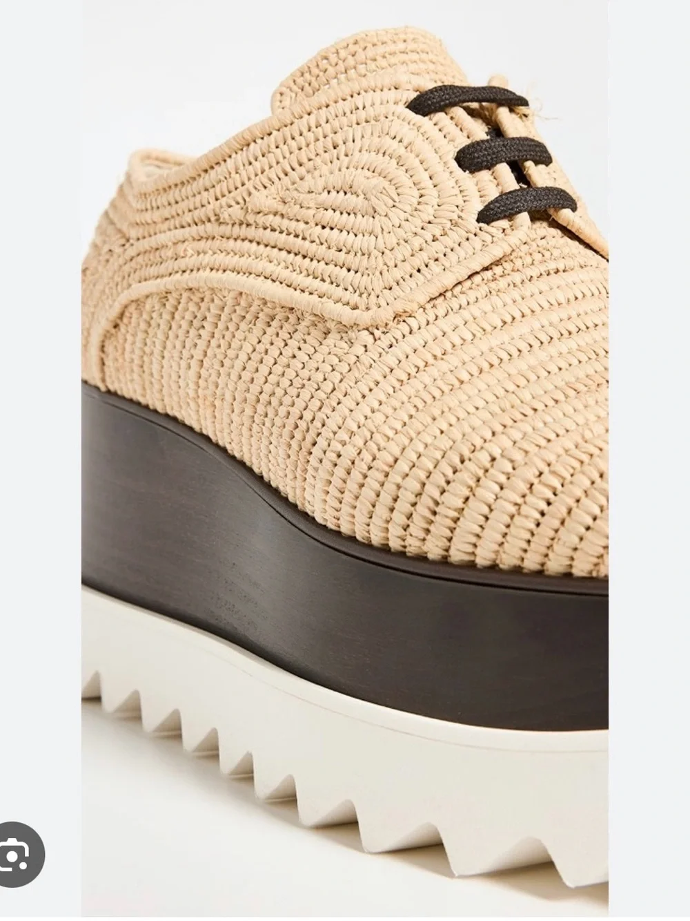 Stella McCartney Beige raffia Elyse Woven Platform Lace-Up Shoes